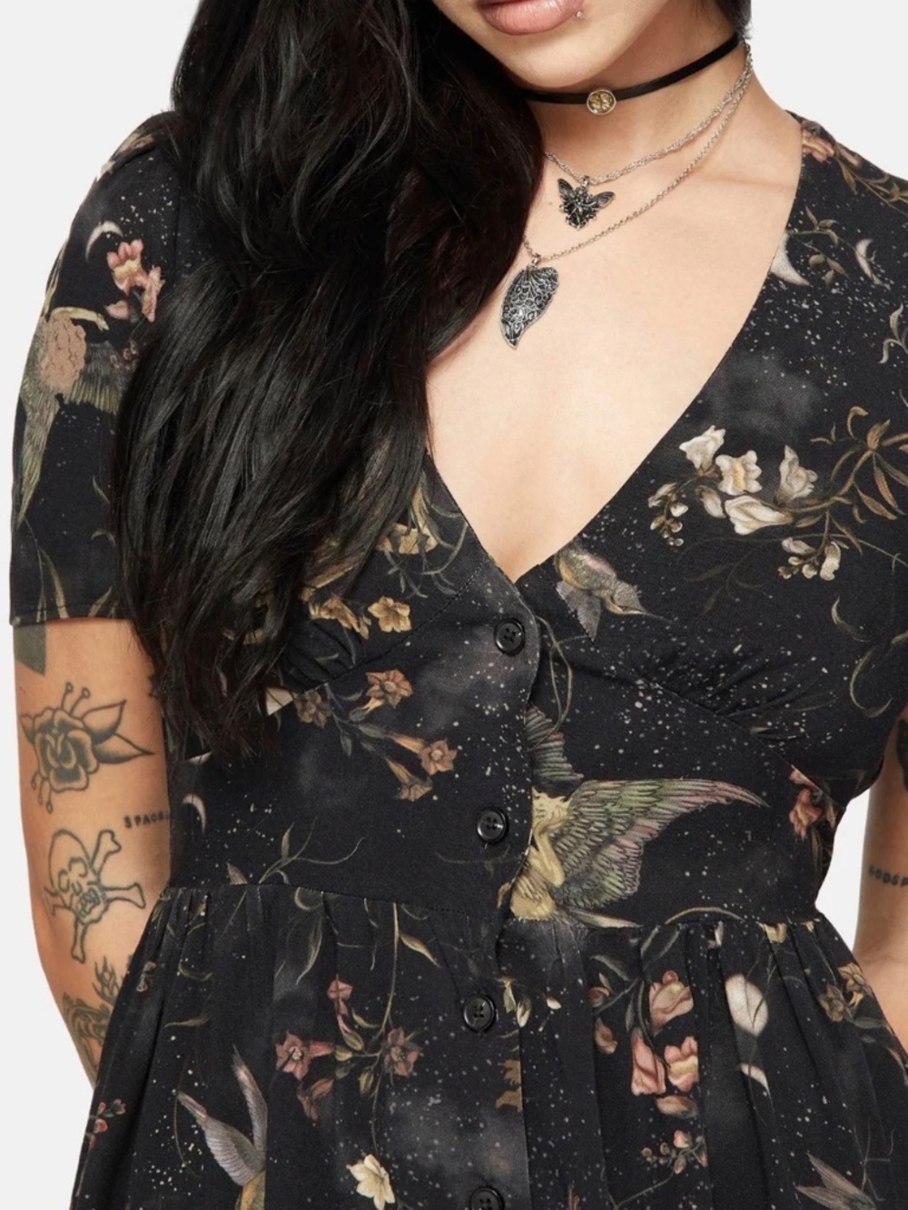Disturbia Black Floral Mini Dress - Picture 2 of 5